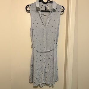 H&M Striped Long-Length Top with Collar